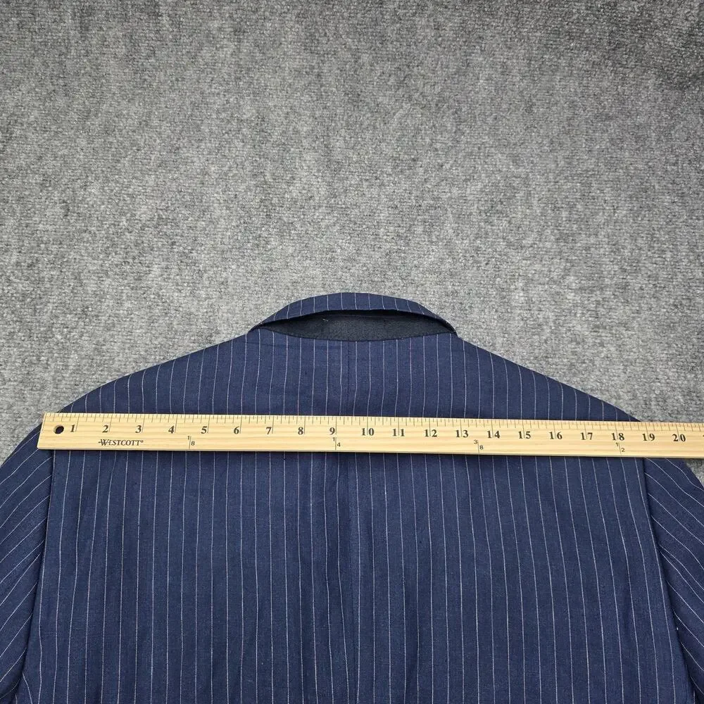 Lands End Blazer Mens 42 Blue Pinstripe Linen Two Button Sport Coat Jacket